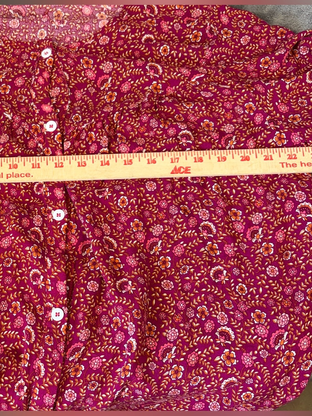 Boho Raspberry Floral Button-Front Midi Dress - Picture 12 of 14